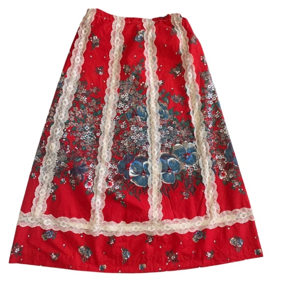 Tumbleweeds True Vintage Floral Lace Prairie Cottagecore Maxi Skirt - Picture 2 of 10